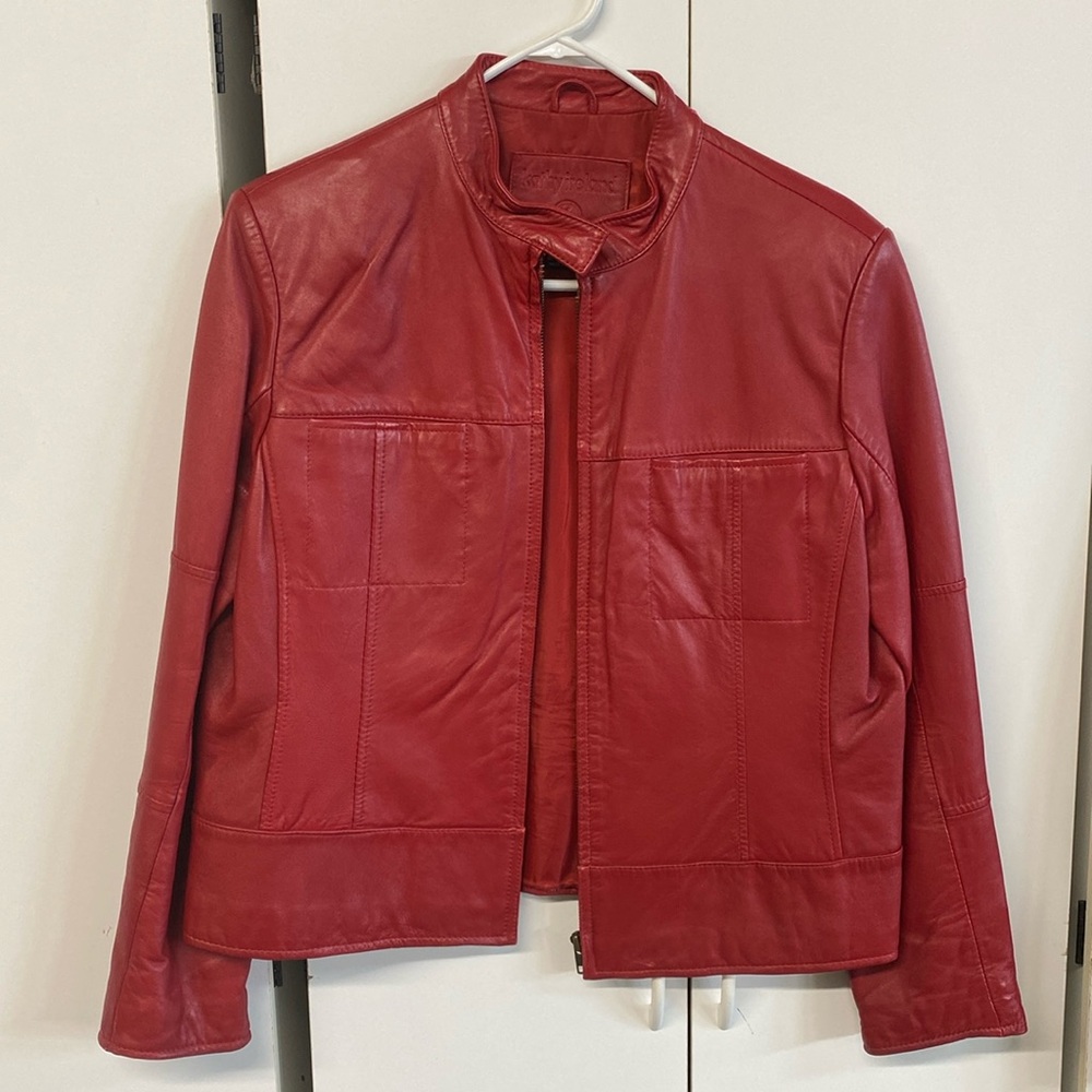 Kathy Ireland genuine leather red jacket